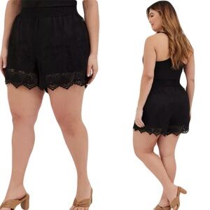 NEW TORRID 5 Inch Pull On Stretch Mesh Mid Rise Short Black Sz 0 or L Whimsygoth